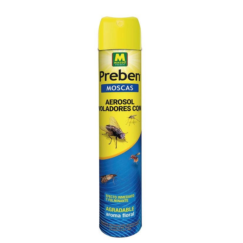 Aerosol insecticida Preben Voladores MASSÓ de 750 ml para control de moscas y mosquitos.