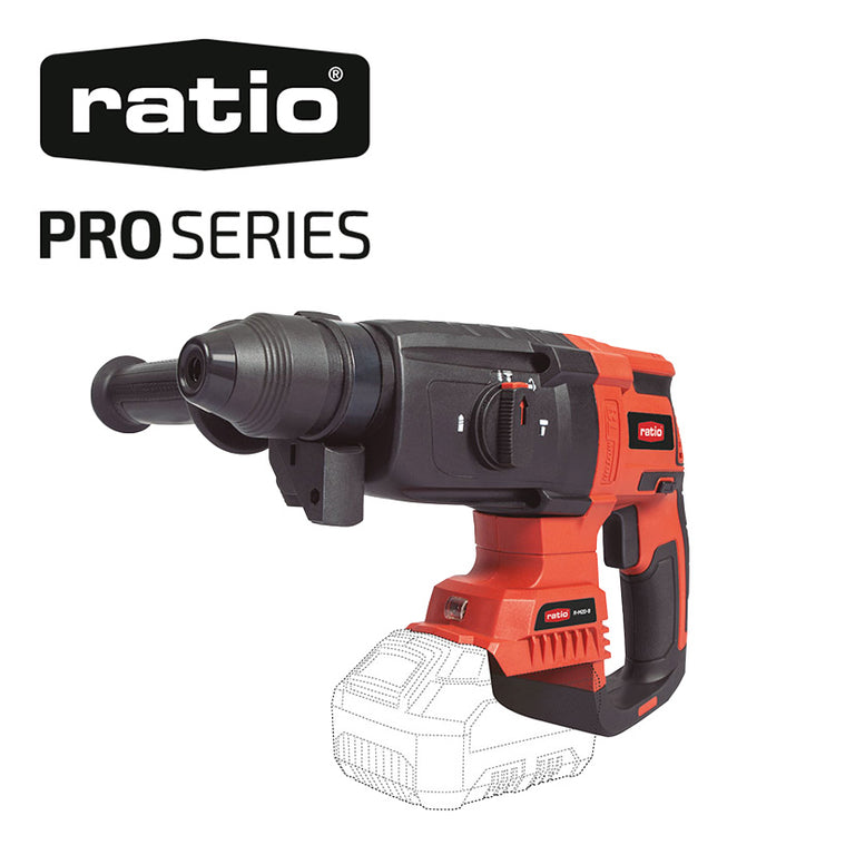 Martillo rotativo a batería RATIO ProSeries R-M20-B 18V con motor Brushless y anclaje SDS Plus