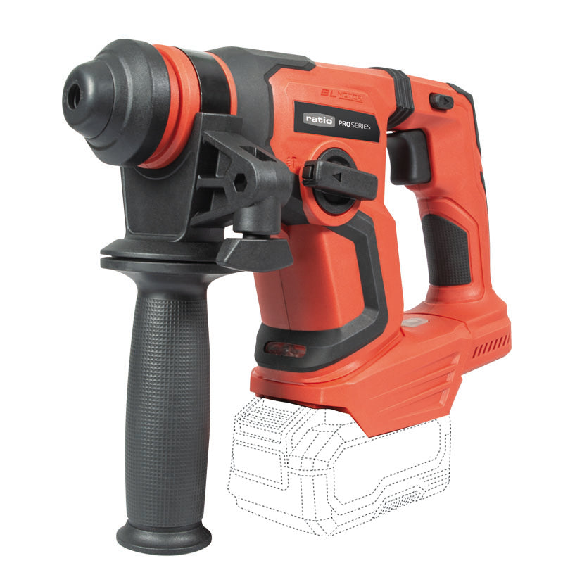 Martillo rotativo a batería RATIO ProSeries R-M20-B15 18V con motor Brushless y sistema SDS-Plus.