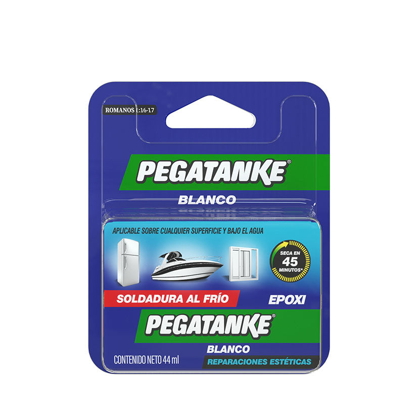 Blíster de Pegatanke Blanco 44ml, pegamento epóxico para reparaciones estéticas y bajo el agua