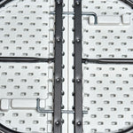 Silla plegable de resina blanca con estructura metálica negra serie TAY