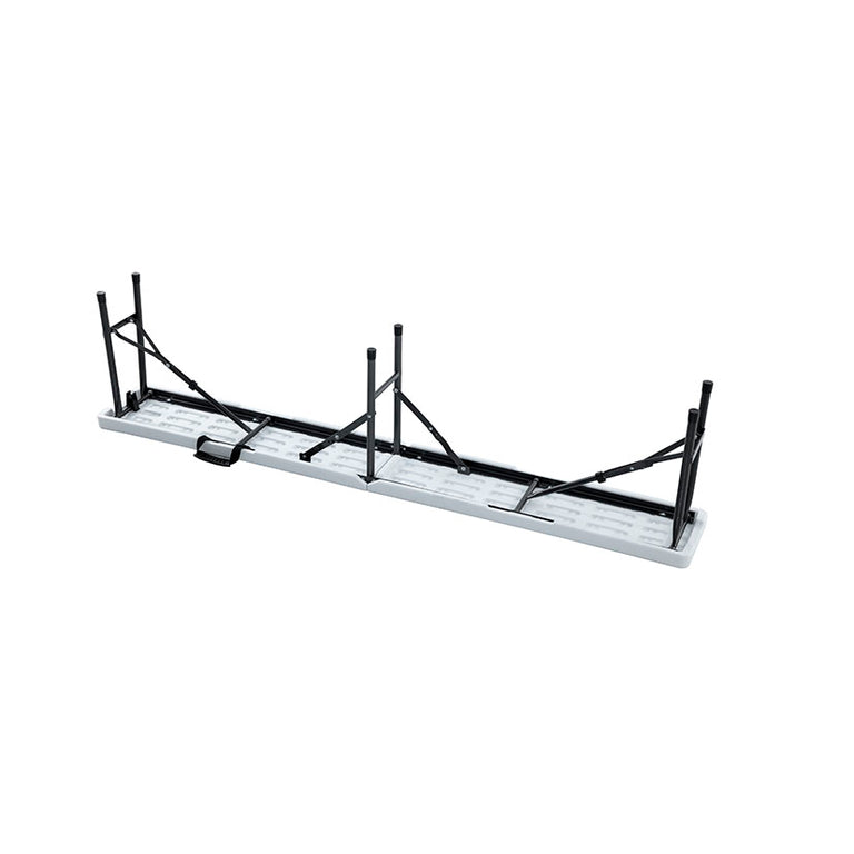 Silla plegable de resina blanca con estructura metálica negra serie TAY