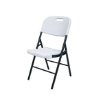 Silla plegable de resina blanca con estructura metálica negra serie TAY