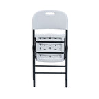 Silla plegable de resina blanca con estructura metálica negra serie TAY