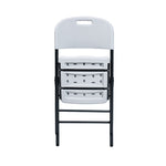 Silla plegable de resina blanca con estructura metálica negra serie TAY
