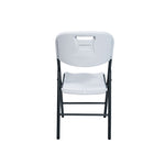 Silla plegable de resina blanca con estructura metálica negra serie TAY