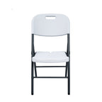 Silla plegable de resina blanca con estructura metálica negra serie TAY