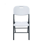 Silla plegable de resina blanca con estructura metálica negra serie TAY