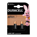Pack de 2 pilas Duracell MN21 A23 de 12V para mandos a distancia y alarmas.