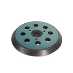 Base de lijado circular de 125mm con sistema de velcro y orificios de extracción de polvo.