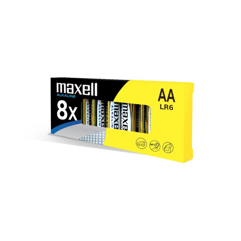 Blíster de 8 unidades de pilas alcalinas Maxell AA LR6