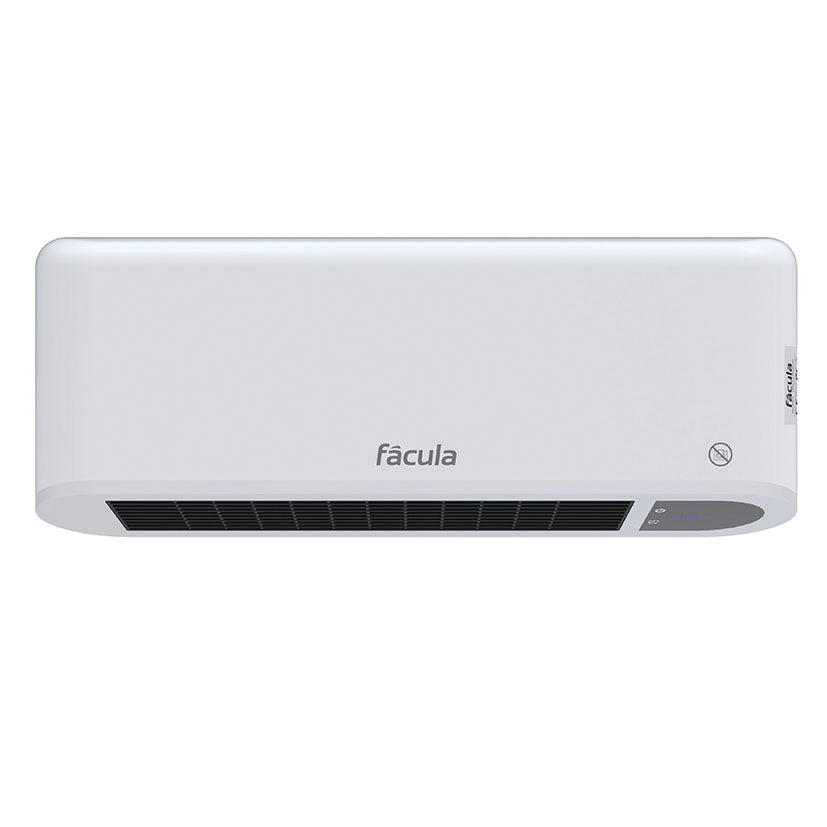 Calefactor cerámico split Fâcula Halcón blanco con pantalla digital LED y rejilla de salida de aire inferior.