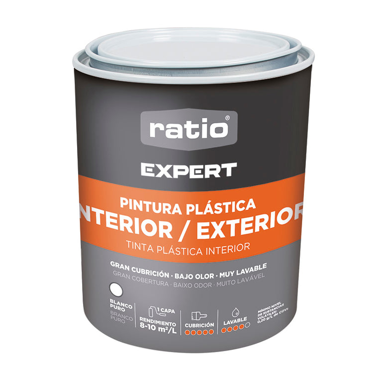 Bote de pintura plástica RATIO Expert blanco mate 750ml para interior y exterior