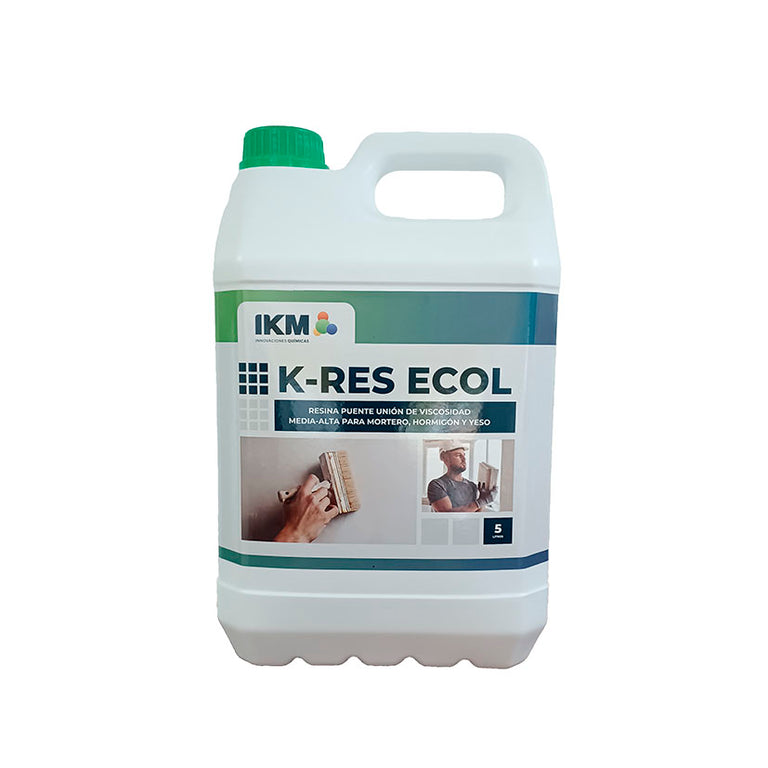Envase de 5 litros de resina puente unión IKM K-RES ECOL para mortero, hormigón y yeso