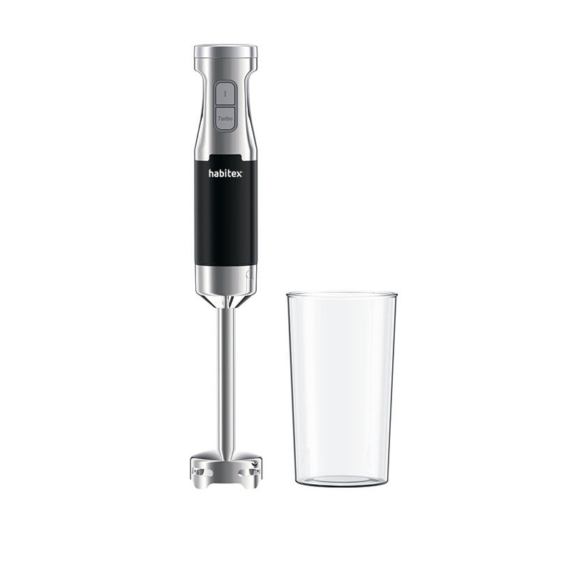 Batidora de mano Habitex SC2401X de acero inoxidable con vaso medidor transparente de 700 ml.