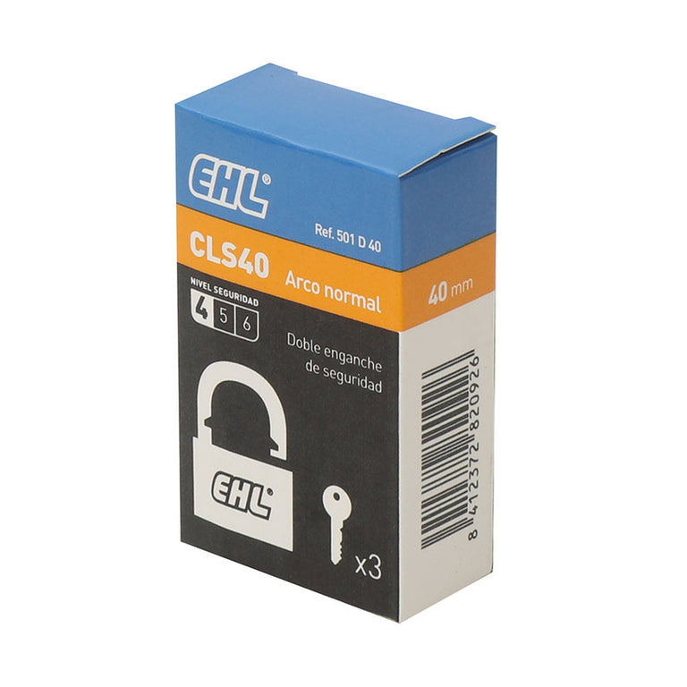 Caja de candado EHL CLS40 de 40mm con nivel de seguridad 4 y sistema de doble enganche.
