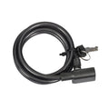 Candado de cable espiral negro EHL con llaves y recubrimiento de PVC para protección de bicicletas y patinetes.