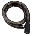 Candado de cable blindado EHL CBMB negro con eslabones articulados y recubrimiento protector de PVC.
