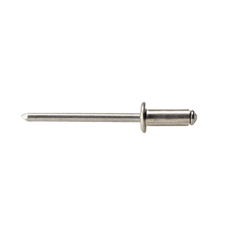 Remache de aluminio estándar con vástago de acero para fijación mecánica profesional.