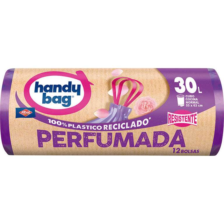 Bolsas de basura Albal Handy Bag 30L perfumadas y resistentes de triple capa.