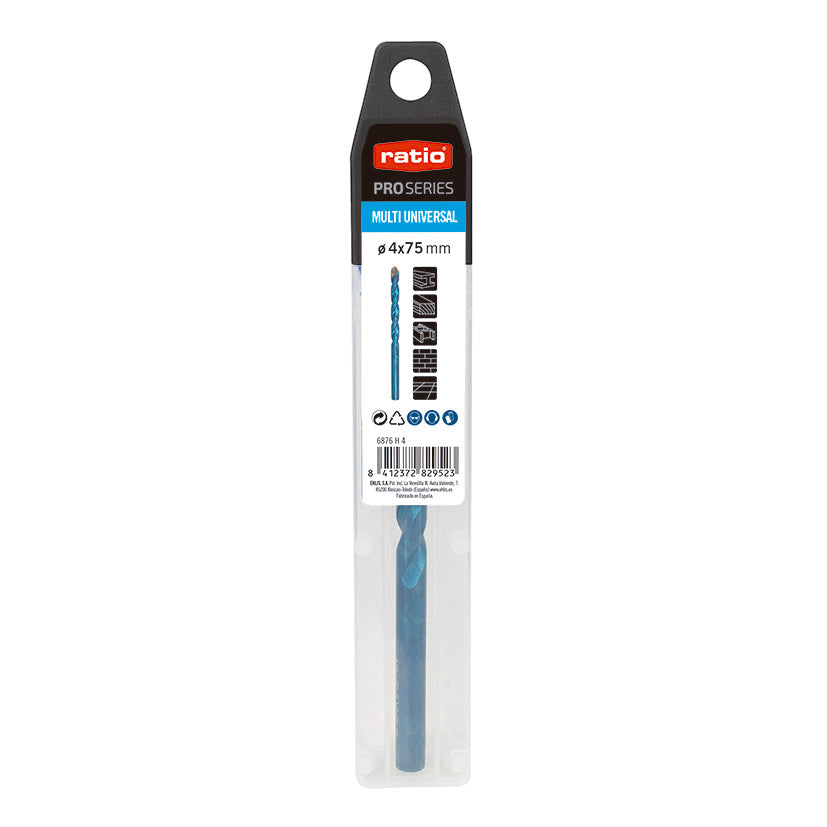 Presentación en blíster de broca universal RATIO Pro Series de 4x75 mm para uso profesional
