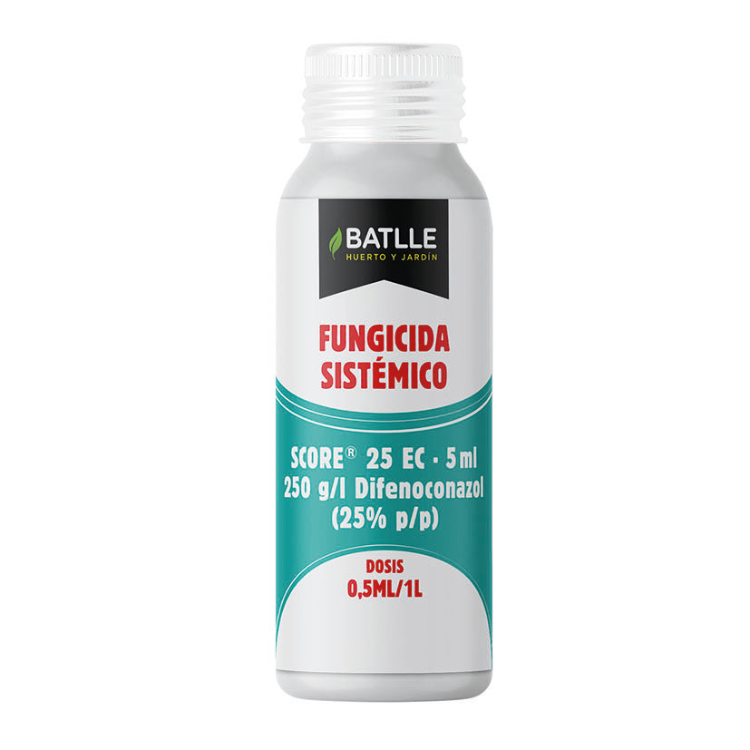 Bote de Fungicida Sistémico BATLLE Score 25 EC de 5ml para control de hongos en plantas