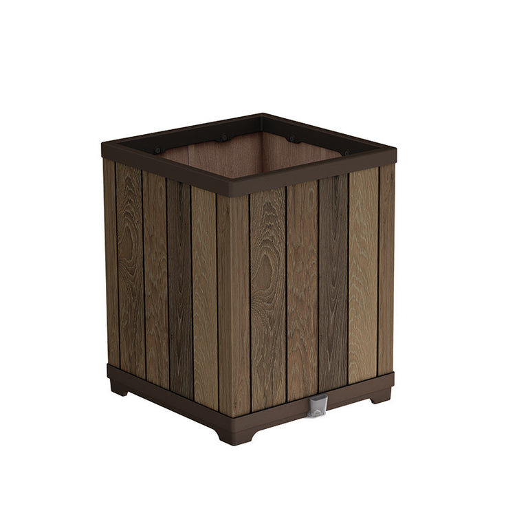 Maceta cuadrada Keter Deco 45,5 cm acabado madera con sistema de riego integrado para exterior