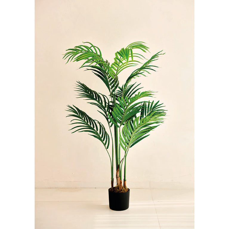 Palmera artificial Deco de 120 cm con frondas verdes realistas para decoración interior