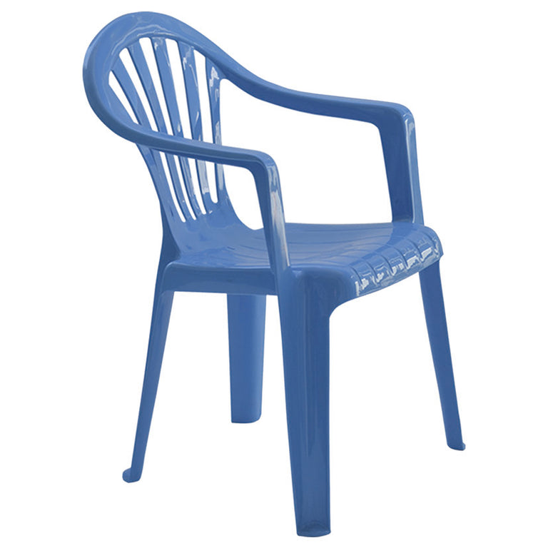 Silla infantil azul con reposabrazos apilable de polipropileno Garden Life