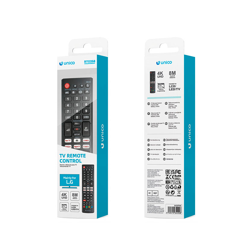 Mando a distancia UNICO para TV Hisense con botones de acceso directo a Netflix y YouTube.