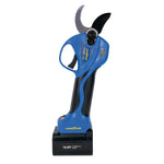 Tijera de poda eléctrica Goodyear GY3202PS azul con batería de litio 16.8V y pantalla digital LCD.
