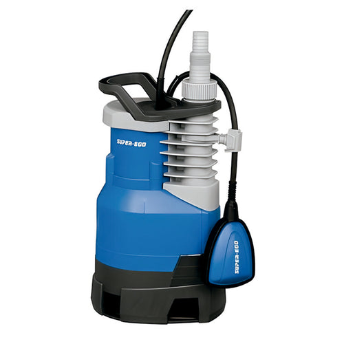 Bomba sumergible SUPEREGO BTS-155 de 900W para aguas sucias con interruptor de flotador azul y negro
