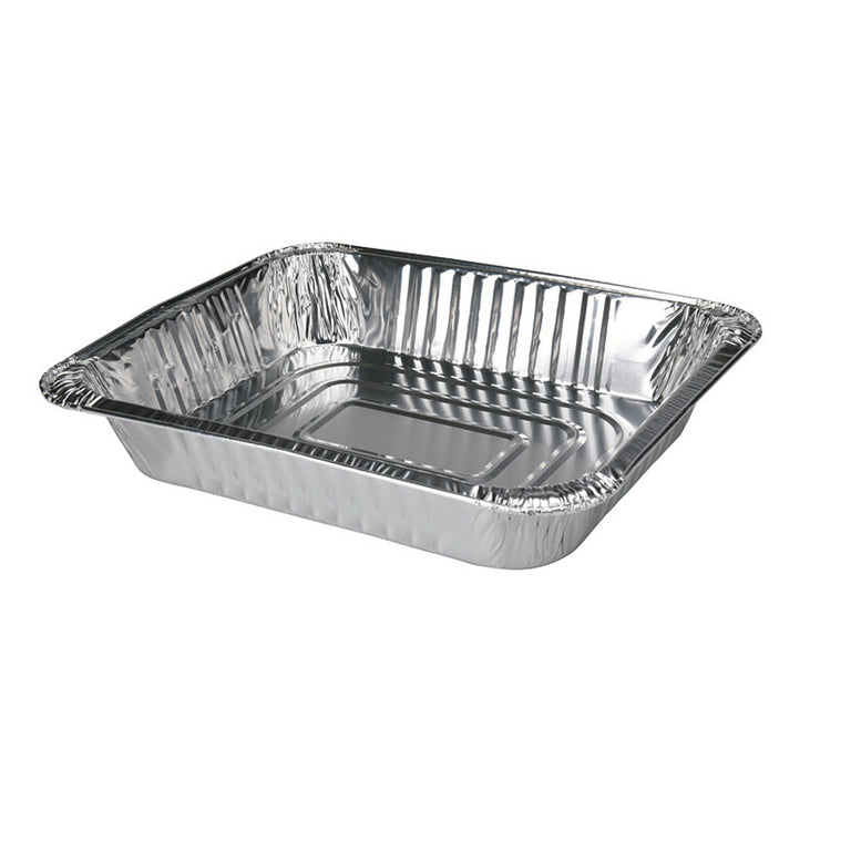 Recipiente rectangular de aluminio para asados y horneados con borde enrollado