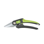 Tijera de poda Lista 7515 de 21 cm con mango ergonómico verde y negro y cuchilla de corte recto.