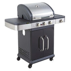 Barbacoa de gas Cook'in Garden Fidgi 3 de acero inoxidable con tapa y termómetro.
