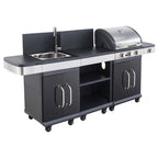 Cocina de exterior modular completa Fidgi con barbacoa, fregadero y mesa de trabajo.