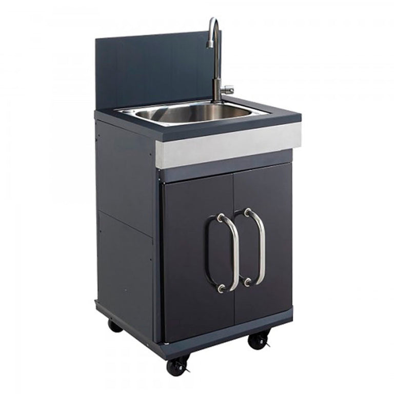 Módulo de fregadero independiente para cocina exterior Fidgi en acero inoxidable con grifo.