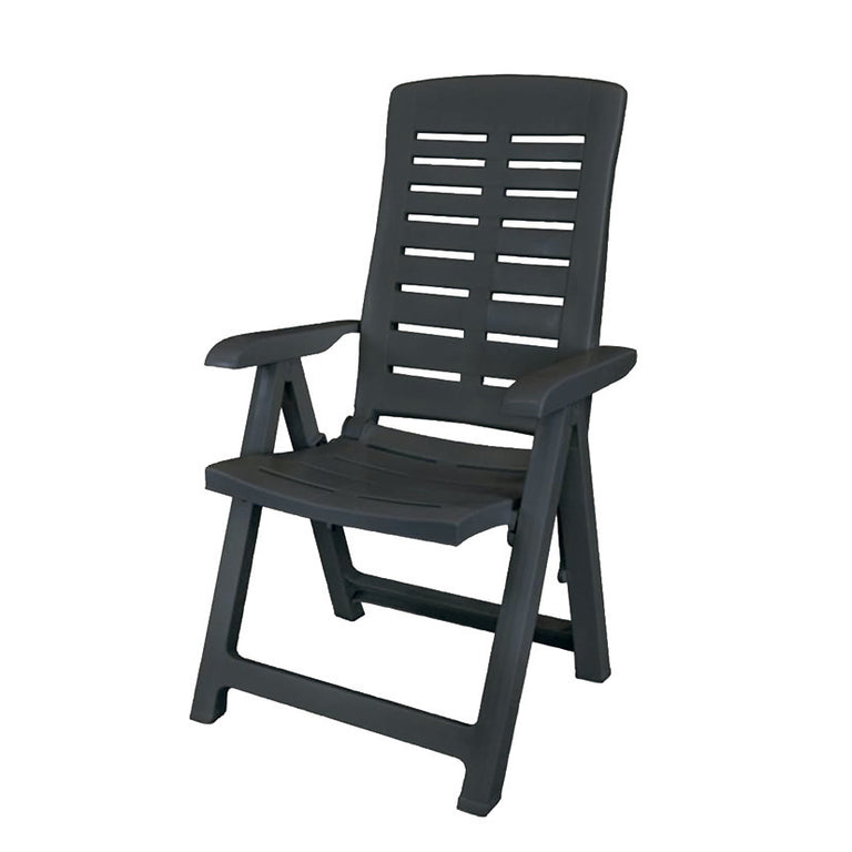 Sillón de exterior plegable Yuma color antracita con respaldo alto ergonómico