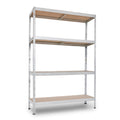 Estantería metálica de 4 baldas para garaje 180x120x40 cm con estructura galvanizada y baldas de madera