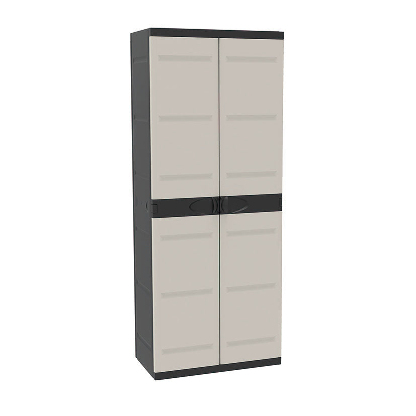Armario de resina Plastiken Titanium 70cm color beige y negro diseño moderno para exterior