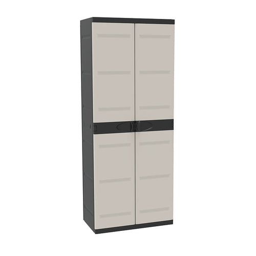 Armario de resina Plastiken Titanium 70cm color beige y negro diseño moderno para exterior