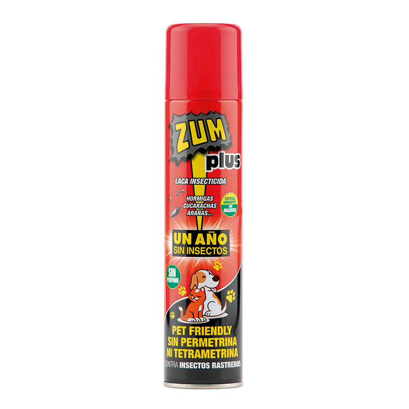 Bote de laca insecticida Zum Plus especial para ambientes con mascotas contra insectos rastreros