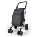 Carro de compra HABITEX AL-001 negro con chasis de aluminio, manillar regulable y sistema de 6 ruedas giratorias.