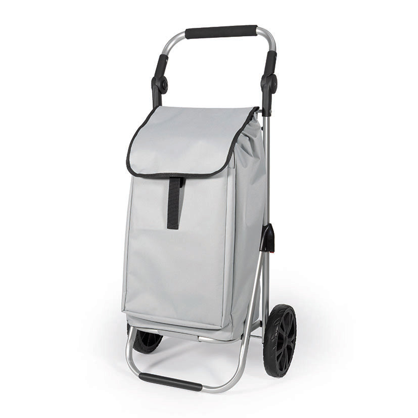 Carro de compra plegable HABITEX AL-003 gris con chasis de aluminio y ruedas grandes de 21 cm