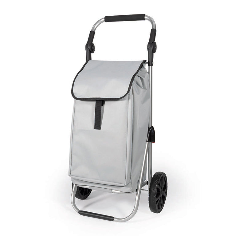 Carro de compra plegable HABITEX AL-003 gris con chasis de aluminio y ruedas grandes de 21 cm