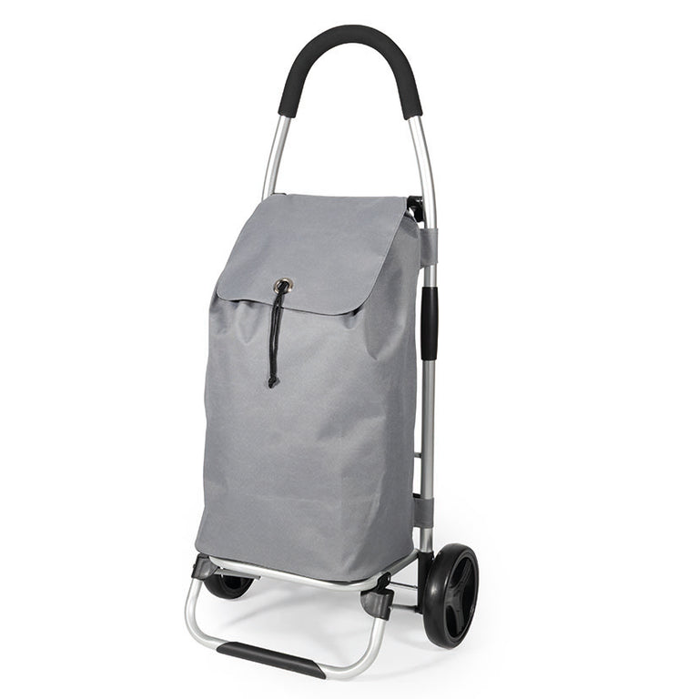 Carro de compra plegable HABITEX AL-005 en color gris con chasis de aluminio y ruedas resistentes