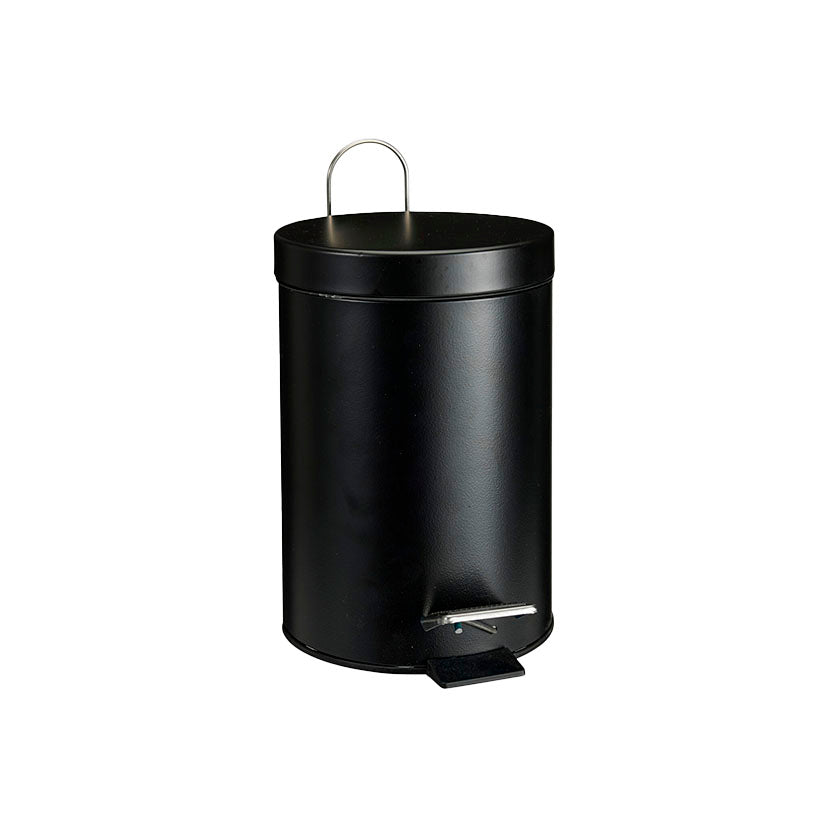 Cubo de pedal serie Black de 3 litros en acero inoxidable negro mate con asa metálica y pedal