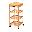 Carrito Auxiliar de Cocina en Bambú con Ruedas 30x30x73 cm