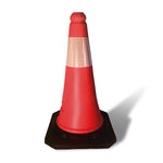 Cono de señalización naranja FARU de 45cm con banda reflectante y base de caucho negra