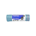 Rollo de 15 bolsas de basura HABITEX 30 litros color azul con sistema de autocierre y tecnología antigoteo